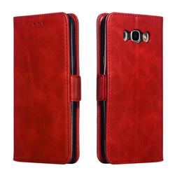 Retro Classic Calf Pattern Leather Wallet Phone Case for Samsung Galaxy J7 2016 J710 - Red