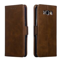 Retro Classic Calf Pattern Leather Wallet Phone Case for Samsung Galaxy J7 2016 J710 - Brown
