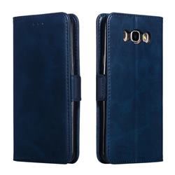 Retro Classic Calf Pattern Leather Wallet Phone Case for Samsung Galaxy J7 2016 J710 - Blue