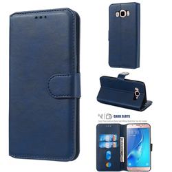 Retro Calf Matte Leather Wallet Phone Case for Samsung Galaxy J7 2016 J710 - Blue