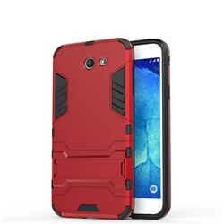 Armor Premium Tactical Grip Kickstand Shockproof Dual Layer Rugged Hard Cover for Samsung Galaxy J7 2017 Halo US Edition - Wine Red