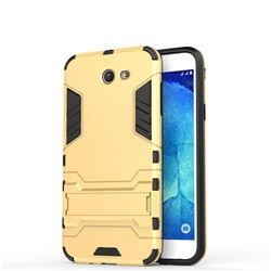 Armor Premium Tactical Grip Kickstand Shockproof Dual Layer Rugged Hard Cover for Samsung Galaxy J7 2017 Halo US Edition - Golden