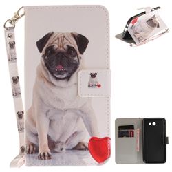 Pug Dog Hand Strap Leather Wallet Case for Samsung Galaxy J7 2017 Halo