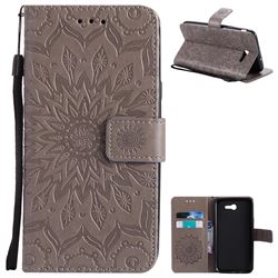 Embossing Sunflower Leather Wallet Case for Samsung Galaxy J7 2017 Halo - Gray