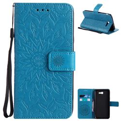 Embossing Sunflower Leather Wallet Case for Samsung Galaxy J7 2017 Halo - Blue