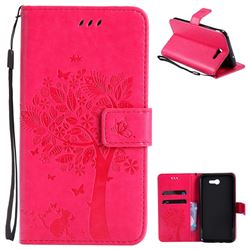 Embossing Butterfly Tree Leather Wallet Case for Samsung Galaxy J7 2017 Halo - Rose