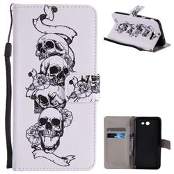 Skull Head PU Leather Wallet Case for Samsung Galaxy J7 2017 Halo US Edition