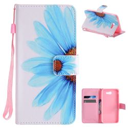 Blue Sunflower PU Leather Wallet Case for Samsung Galaxy J7 2017 Halo US Edition
