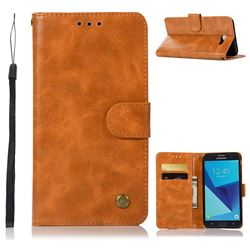 Luxury Retro Leather Wallet Case for Samsung Galaxy J7 2017 Halo US Edition - Golden