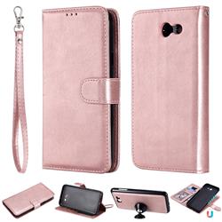 Retro Greek Detachable Magnetic PU Leather Wallet Phone Case for Samsung Galaxy J7 2017 Halo US Edition - Rose Gold