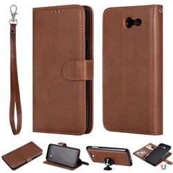 Retro Greek Detachable Magnetic PU Leather Wallet Phone Case for Samsung Galaxy J7 2017 Halo US Edition - Brown