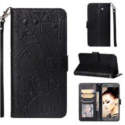 Embossing Fireworks Elephant Leather Wallet Case for Samsung Galaxy J7 2017 Halo US Edition - Black
