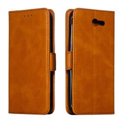 Retro Classic Calf Pattern Leather Wallet Phone Case for Samsung Galaxy J7 2017 Halo US Edition - Yellow