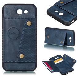 Retro Multifunction Card Slots Stand Leather Coated Phone Back Cover for Samsung Galaxy J7 2017 Halo US Edition - Blue