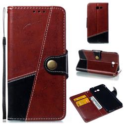 Retro Magnetic Stitching Wallet Flip Cover for Samsung Galaxy J7 2017 Halo US Edition - Dark Red