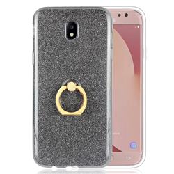 Luxury Soft TPU Glitter Back Ring Cover with 360 Rotate Finger Holder Buckle for Samsung Galaxy J7 2017 J730 Eurasian - Black