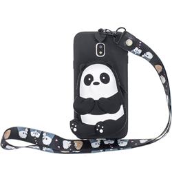 Cute Panda Neck Lanyard Zipper Wallet Silicone Case for Samsung Galaxy J7 2017 J730 Eurasian