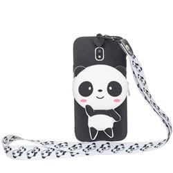 White Panda Neck Lanyard Zipper Wallet Silicone Case for Samsung Galaxy J7 2017 J730 Eurasian