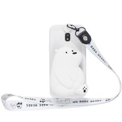 White Polar Bear Neck Lanyard Zipper Wallet Silicone Case for Samsung Galaxy J7 2017 J730 Eurasian