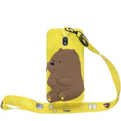 Yellow Bear Neck Lanyard Zipper Wallet Silicone Case for Samsung Galaxy J7 2017 J730 Eurasian