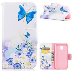 Butterflies Flowers Leather Wallet Case for Samsung Galaxy J7 2017 J730
