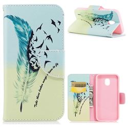 Feather Bird Leather Wallet Case for Samsung Galaxy J7 2017 J730
