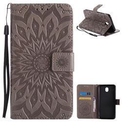 Embossing Sunflower Leather Wallet Case for Samsung Galaxy J7 2017 J730 Eurasian - Gray