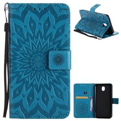 Embossing Sunflower Leather Wallet Case for Samsung Galaxy J7 2017 J730 Eurasian - Blue