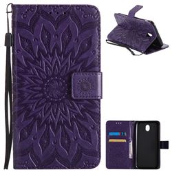 Embossing Sunflower Leather Wallet Case for Samsung Galaxy J7 2017 J730 Eurasian - Purple