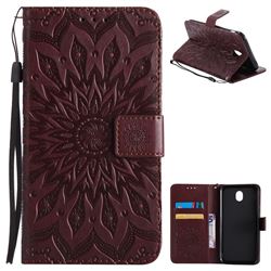 Embossing Sunflower Leather Wallet Case for Samsung Galaxy J7 2017 J730 Eurasian - Brown