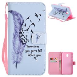 Feather Birds PU Leather Wallet Case for Samsung Galaxy J7 2017 J730 Eurasian