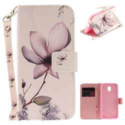 Magnolia Flower Hand Strap Leather Wallet Case for Samsung Galaxy J7 2017 J730 Eurasian