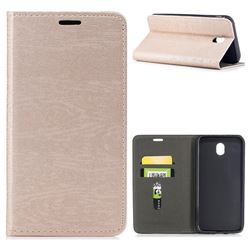 Tree Bark Pattern Automatic suction Leather Wallet Case for Samsung Galaxy J7 2017 J730 Eurasian - Champagne Gold