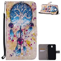 Blue Dream Catcher 3D Painted Leather Wallet Case for Samsung Galaxy J7 2017 J730 Eurasian
