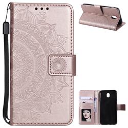 Intricate Embossing Datura Leather Wallet Case for Samsung Galaxy J7 2017 J730 Eurasian - Rose Gold