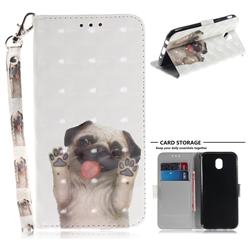 Pug Dog 3D Painted Leather Wallet Phone Case for Samsung Galaxy J7 2017 J730 Eurasian