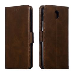 Retro Classic Calf Pattern Leather Wallet Phone Case for Samsung Galaxy J7 2017 J730 Eurasian - Brown