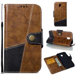 Retro Magnetic Stitching Wallet Flip Cover for Samsung Galaxy J7 2017 J730 Eurasian - Brown