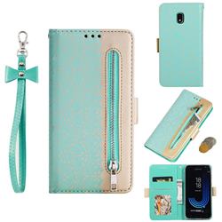 Luxury Lace Zipper Stitching Leather Phone Wallet Case for Samsung Galaxy J7 2017 J730 Eurasian - Green