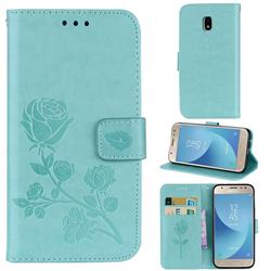 Embossing Rose Flower Leather Wallet Case for Samsung Galaxy J7 2017 J730 Eurasian - Green