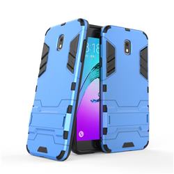 Armor Premium Tactical Grip Kickstand Shockproof Dual Layer Rugged Hard Cover for Samsung Galaxy J7 (2018) - Light Blue