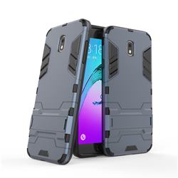 Armor Premium Tactical Grip Kickstand Shockproof Dual Layer Rugged Hard Cover for Samsung Galaxy J7 (2018) - Navy