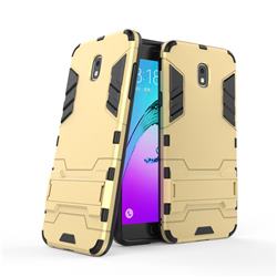 Armor Premium Tactical Grip Kickstand Shockproof Dual Layer Rugged Hard Cover for Samsung Galaxy J7 (2018) - Golden