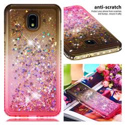 Diamond Frame Liquid Glitter Quicksand Sequins Phone Case for Samsung Galaxy J7 (2018) - Gray Pink