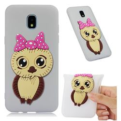 Bowknot Girl Owl Soft 3D Silicone Case for Samsung Galaxy J7 (2018) - Translucent White