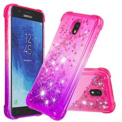 Rainbow Gradient Liquid Glitter Quicksand Sequins Phone Case for Samsung Galaxy J7 (2018) - Pink Purple