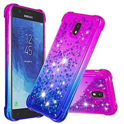 Rainbow Gradient Liquid Glitter Quicksand Sequins Phone Case for Samsung Galaxy J7 (2018) - Purple Blue