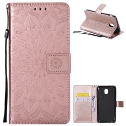 Embossing Sunflower Leather Wallet Case for Samsung Galaxy J7 (2018) - Rose Gold