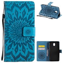 Embossing Sunflower Leather Wallet Case for Samsung Galaxy J7 (2018) - Blue