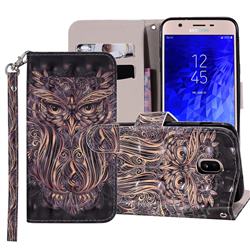 Tribal Owl 3D Painted Leather Phone Wallet Case Cover for Samsung Galaxy J7 (2018)